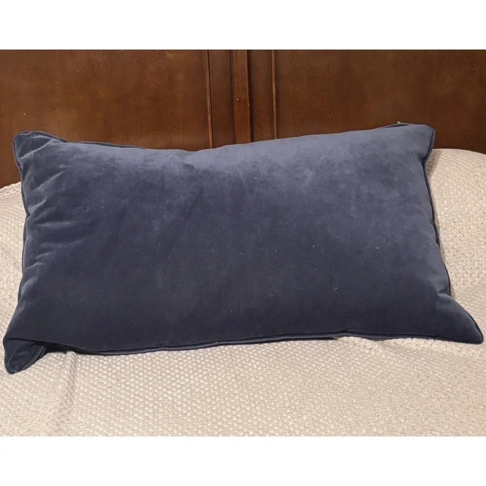 King Throw Accent Down Pillow 20x34 Home Decor Velvet  Dark Blue